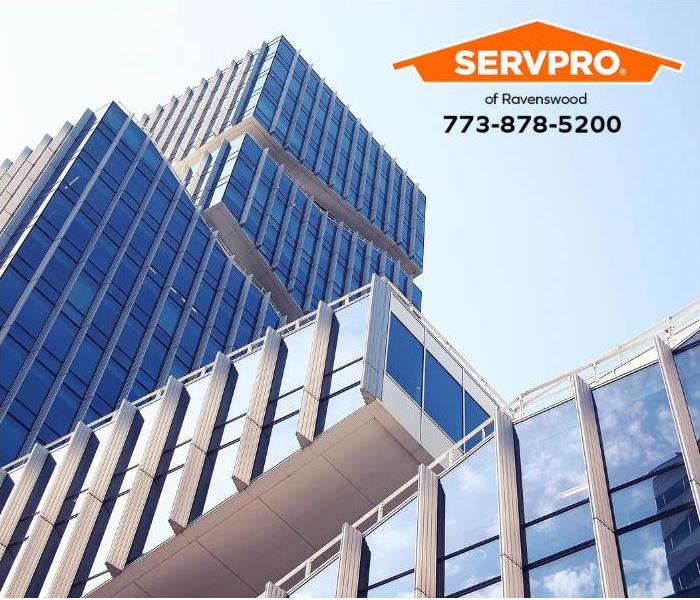 Office building with blue sky in the background.